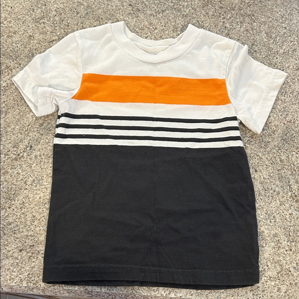 Circo Kids Tee with Orange, Charcoal, and White Stripes